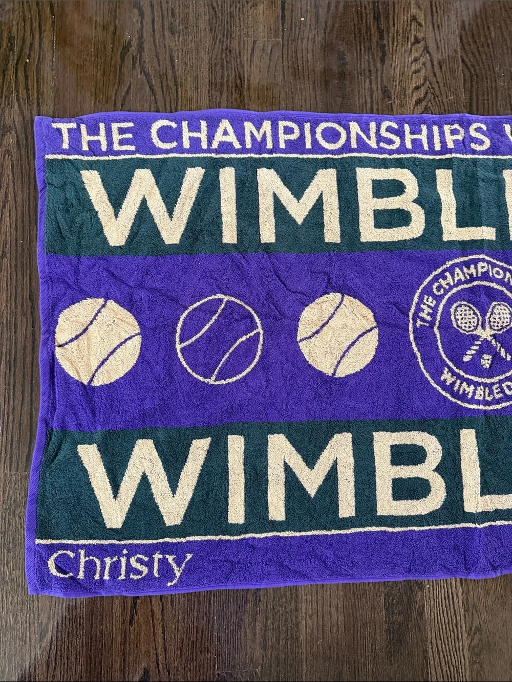 Wimbledon Tennis England 2013 Christy Purple and Gold Logo Towel - Case - NEW